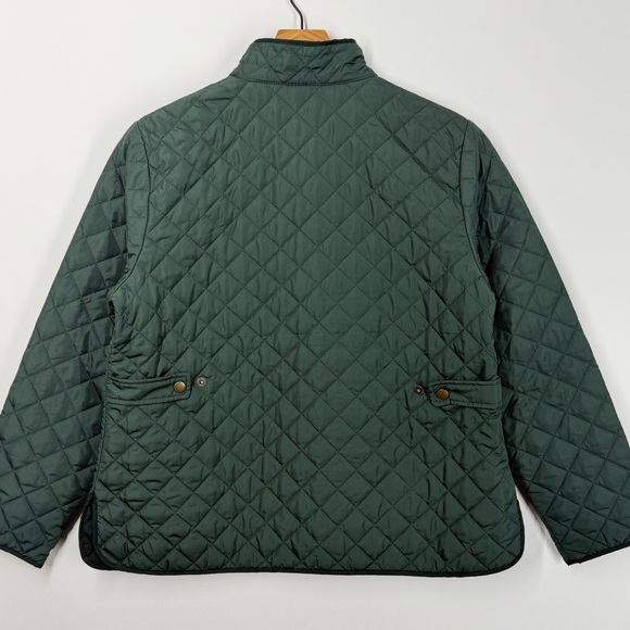 Lands' End Womens Quilted Barn Jacket Corduroy Collar Green Size M/P - Picture 2 of 13
